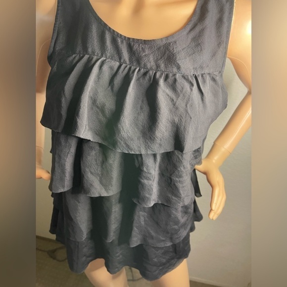 J.crew Womens Ruffle Raw Hem Sleeveless Shirt/Top Sz 0 Side Zip 100% Silk - Picture 5 of 7